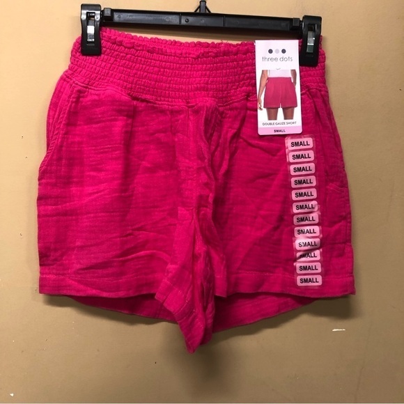 Three Dots Double Gauze Shorts Pink Pockets Size Small NWT - Picture 1 of 4